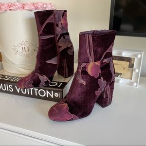 Maroon Velvet Steve Madden Boots